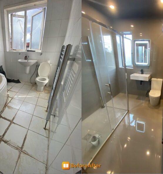 Walk-in shower and bathroom plumbing installation