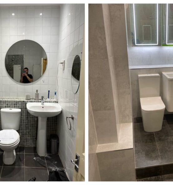 Small bathroom plumbing and sanitary ware installation